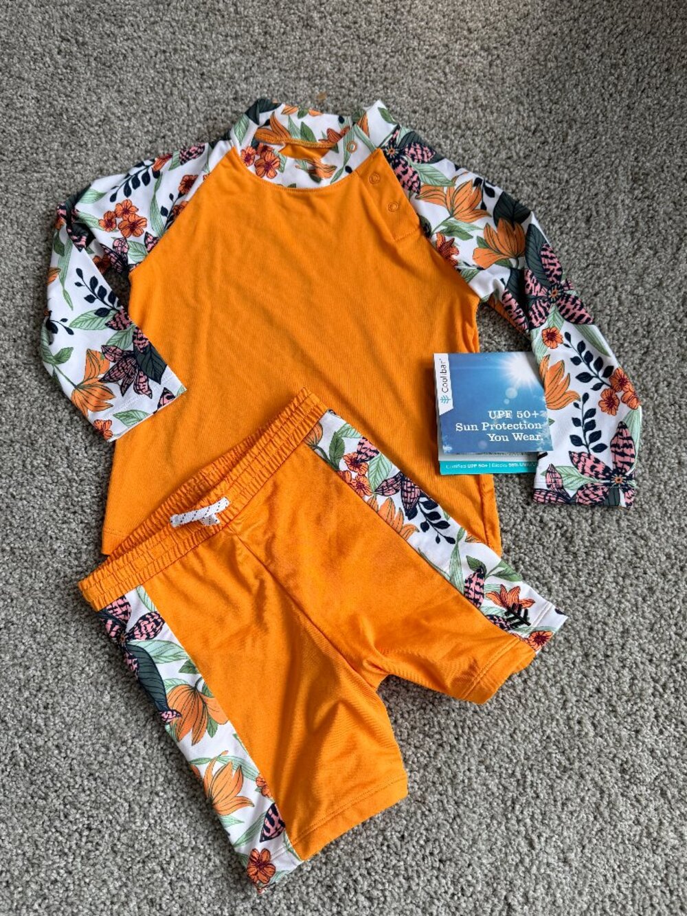COOLIBAR Sun protection matching shorts & shirt set - wave rashguard Size:3T NWT